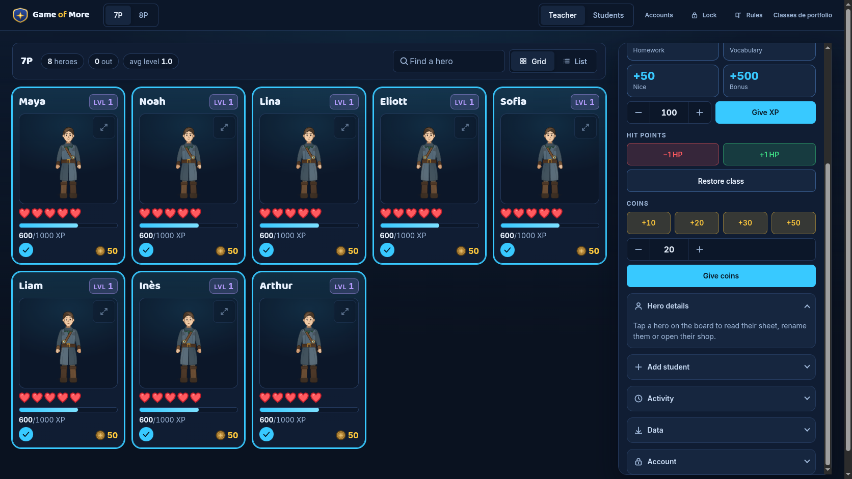 Aperçu de l'application pédagogique Game of More